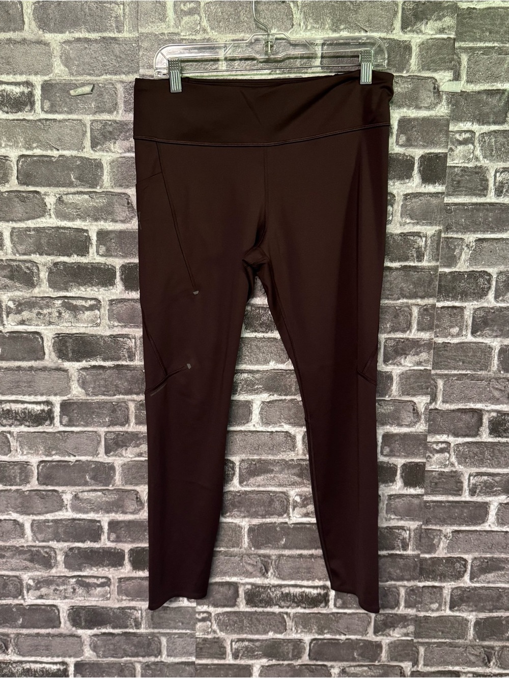 Run on clouds performance tights 7/8 leggings brown pockets